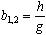 b1,2=h/g